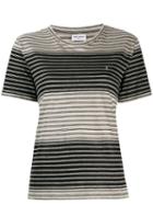 Saint Laurent Embroidered Striped Logo T-shirt - Black