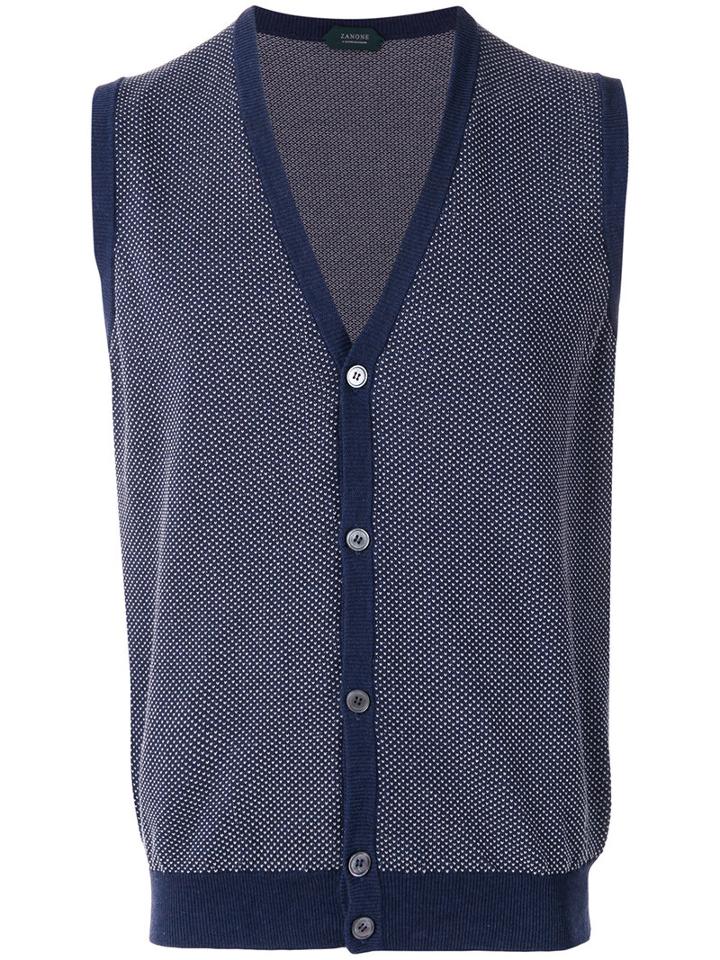 Zanone Sleeveless Cardigan, Men's, Size: 50, Blue, Cotton