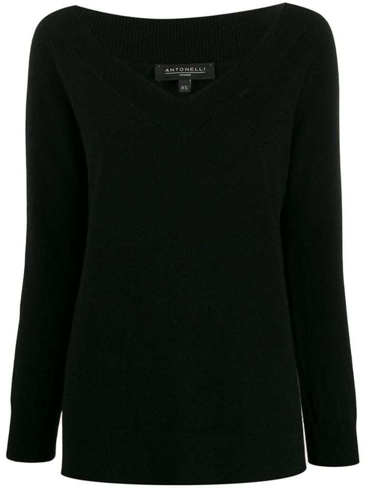 Antonelli V Neck Jumper - Black