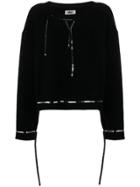 Mm6 Maison Margiela Sequin Trimmed Fleece Jumper - Black