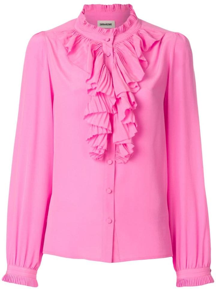 Zadig & Voltaire Tacco Ruffle Trim Shirt - Pink