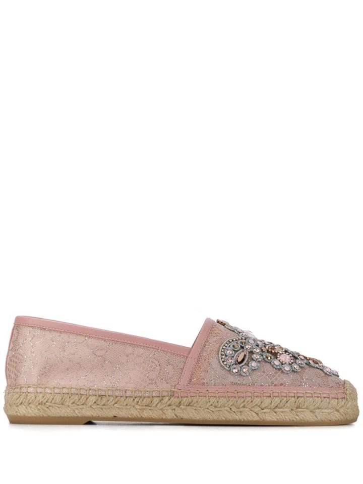 René Caovilla Embroidered Espadrilles - Pink