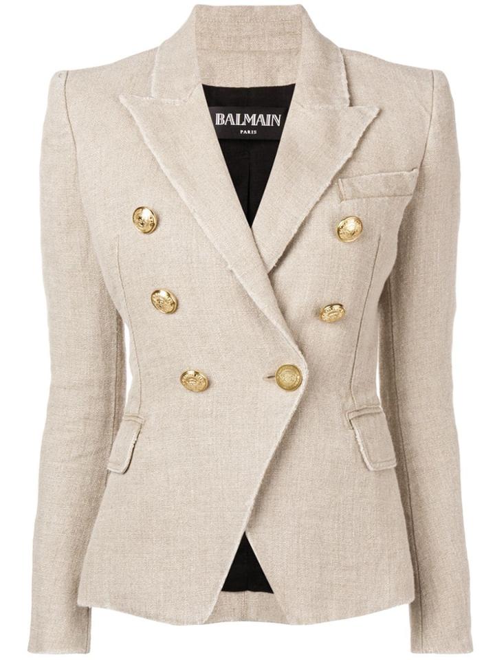 Balmain Double Breasted Blazer - Neutrals