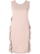 No21 Ruffled Detail Shift Dress, Women's, Size: 40, Pink/purple, Cotton/acetate/silk