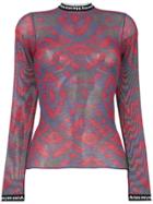 Aries Patterned Mesh Top - Red