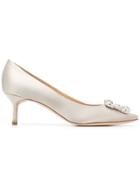 Manolo Blahnik Hangisi 50 Jewel Buckled Pumps - Grey