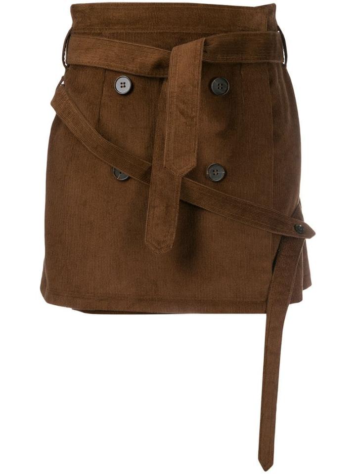 Rokh Belted Straight Skirt - Brown