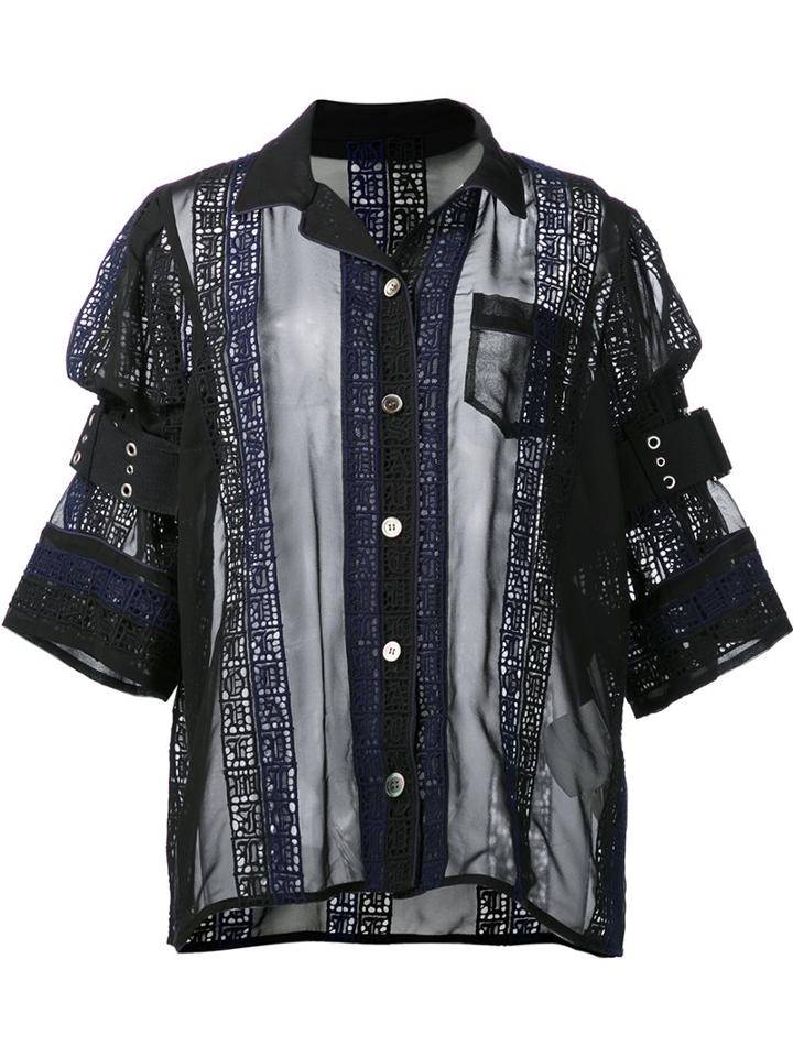 Sacai Embellished Transparent Panel Shirt
