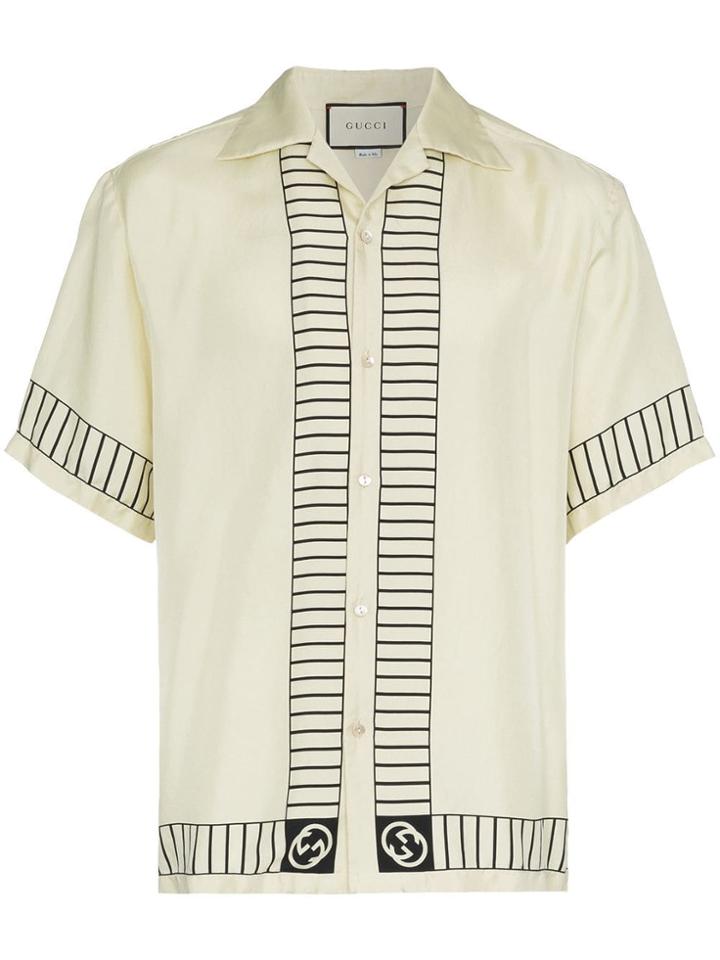 Gucci Logo Embellished Bowling Shirt - White