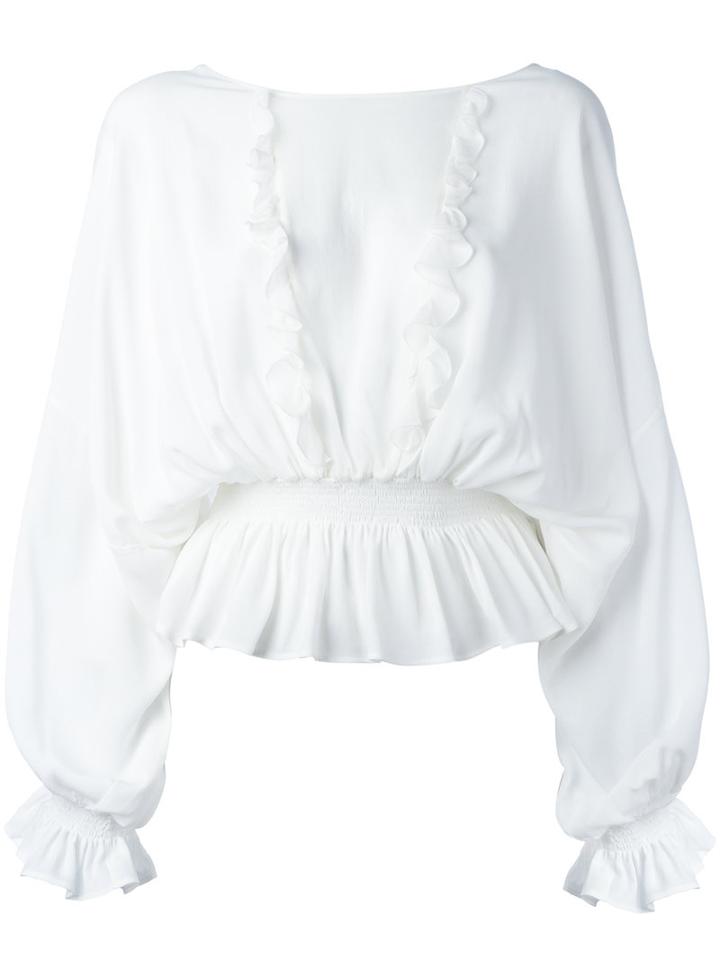 Just Cavalli Ruffled Blouse, Women's, Size: 40, White, Viscose