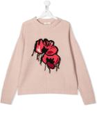Andorine Teen Floral Knitted Sweater - Pink