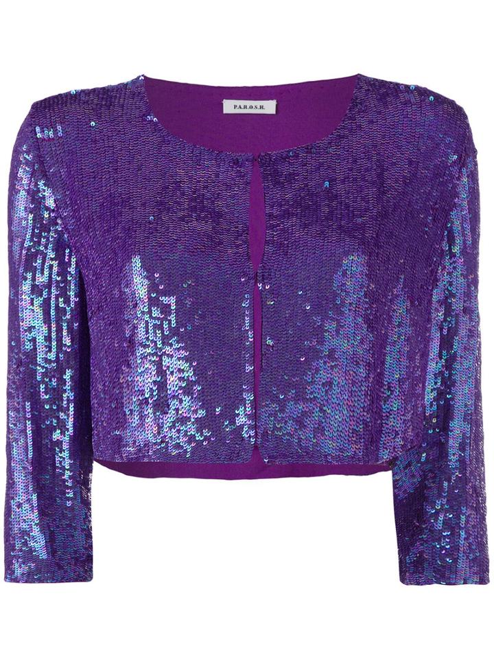 Sequin Fitted Top - Women - Viscose/pvc - M, Pink/purple, Viscose/pvc, P.a.r.o.s.h.