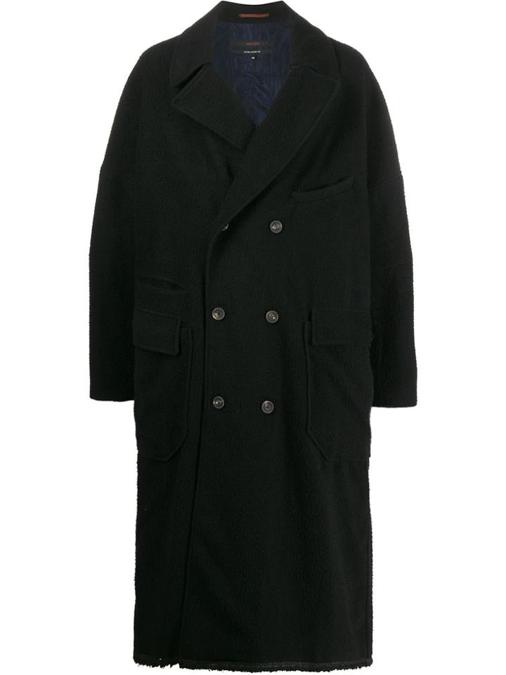 Ziggy Chen Woollen Double-breasted Coat - Black