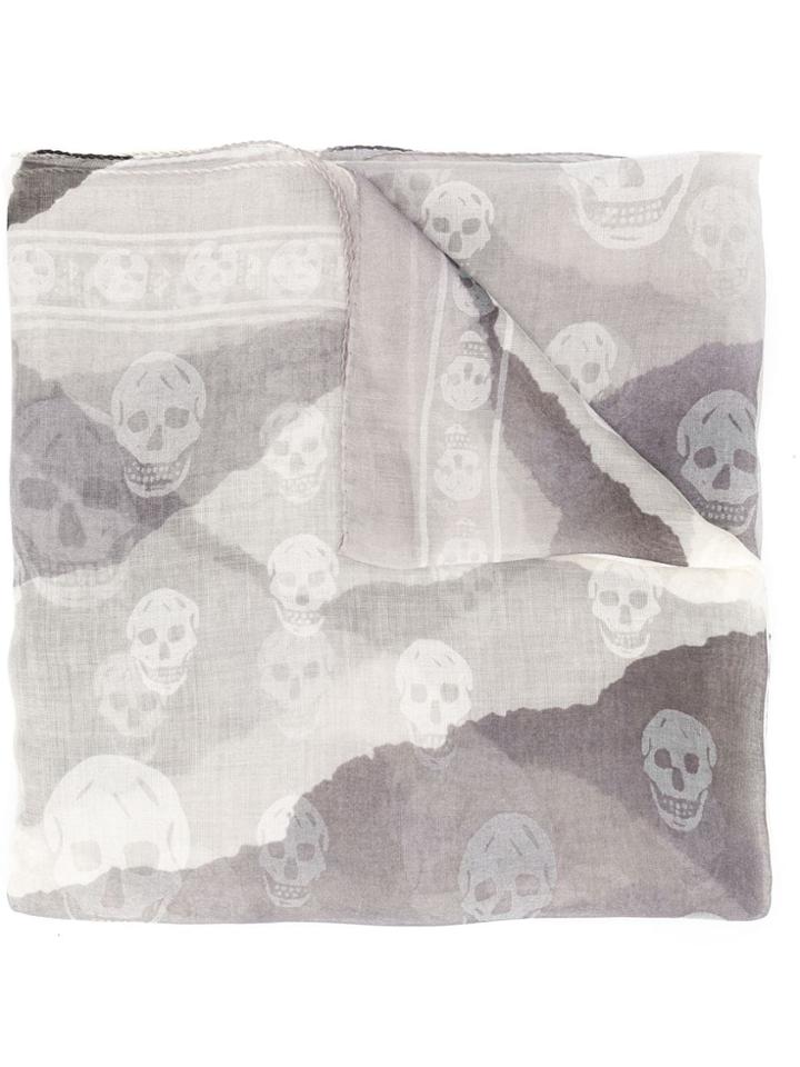 Alexander Mcqueen Signature Skull Logo Scarf - Grey