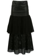 Andrea Bogosian Midi Skirt With Leather Details - Black
