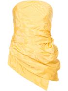 Rosie Assoulin Ruched Strapless Top - Yellow & Orange