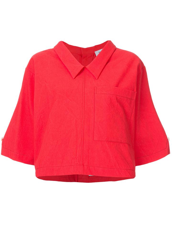 Thom Browne Button Back Polo Shirt In Salt Shrink Cotton - Red