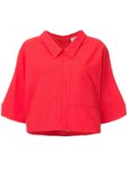Thom Browne Button Back Polo Shirt In Salt Shrink Cotton - Red