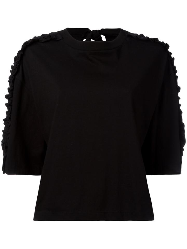 Steve J & Yoni P - Frill Detail Drop-shoulder Jumper - Women - Cotton - S, Women's, Black, Cotton