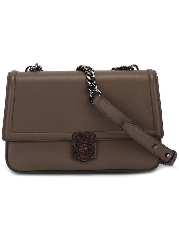 Ermanno Scervino Flap Closure Shoulder Bag, Women's, Brown, Sheep Skin/shearling