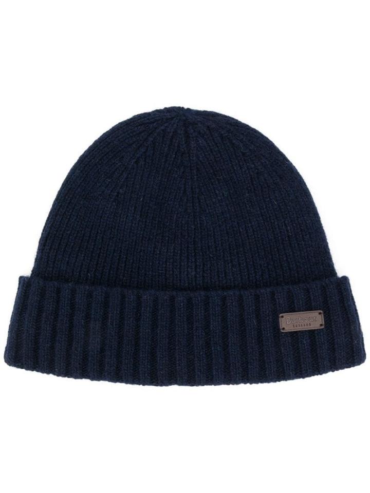 Barbour Logo Patch Ribbed Hat - Blue