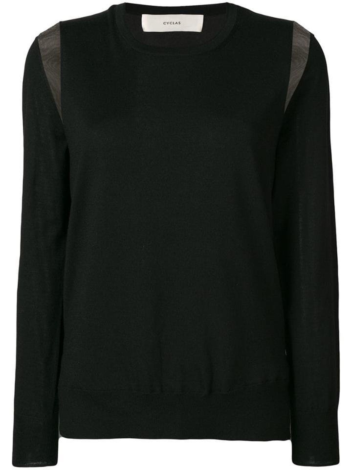 Cyclas Sheer Panel Sweater - Black