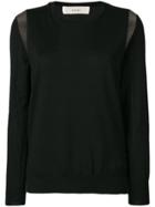 Cyclas Sheer Panel Sweater - Black