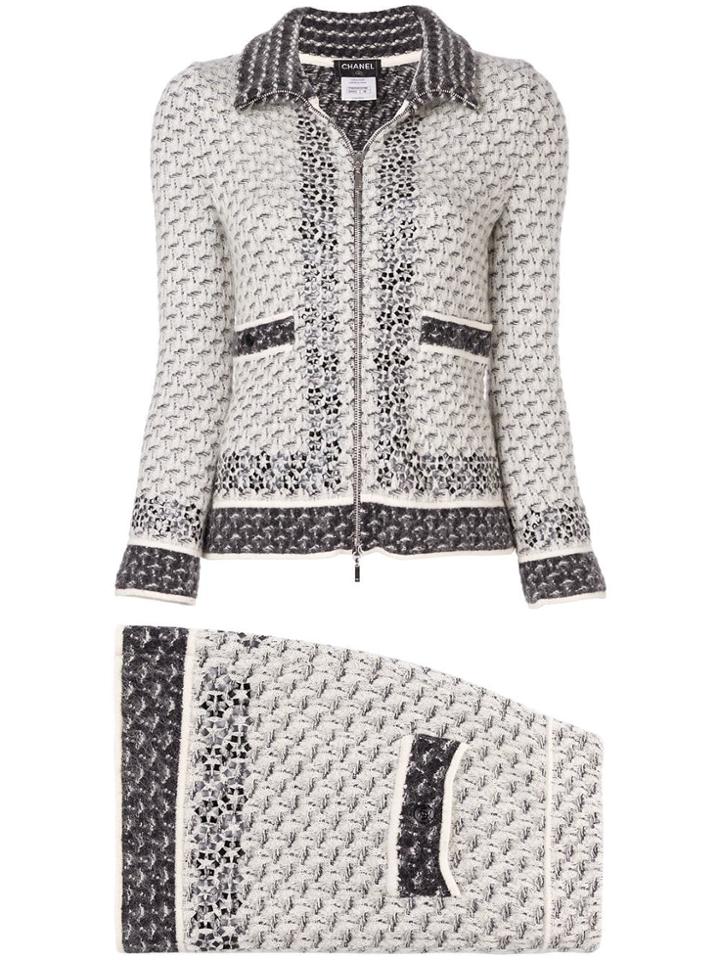 Chanel Vintage Knitted Skirt Suit - Grey