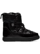 Moncler Patent Leather Trim Lace-up Snow Boots - Black