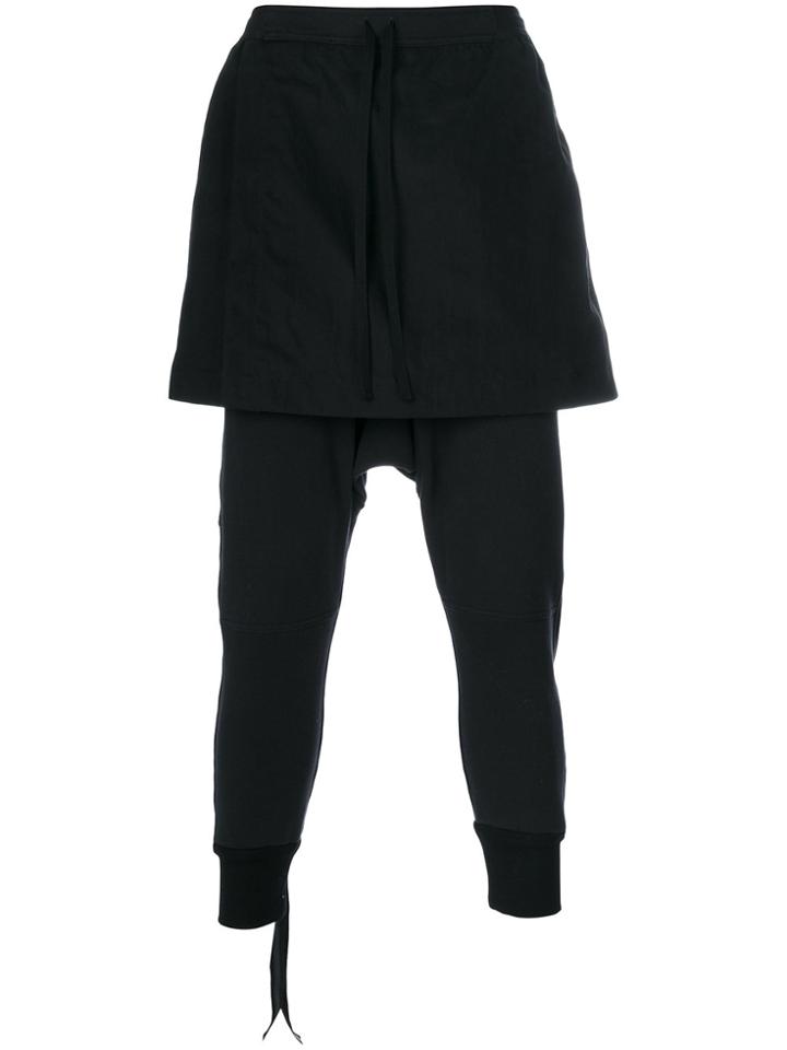 Unravel Project Layered Skirt Track Pants - Black