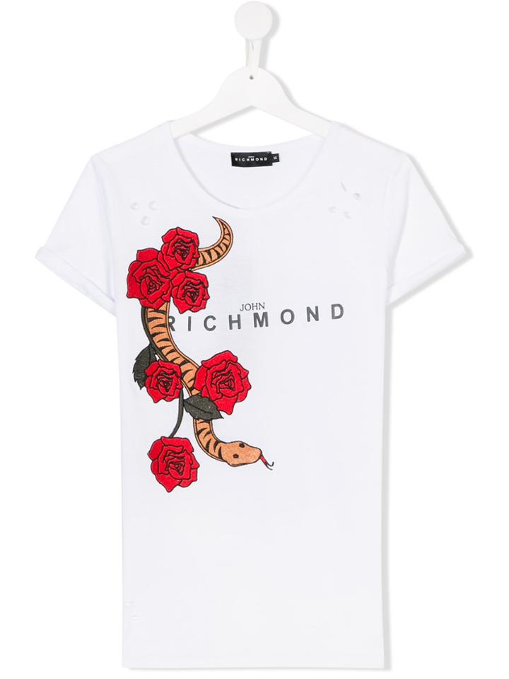 John Richmond Kids Teen Embroidered Snake T-shirt - White