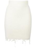 Yeezy Season 3 Destroyed Boucle Mini Skirt, Women's, Size: Medium, White, Wool/polyamide/spandex/elastane