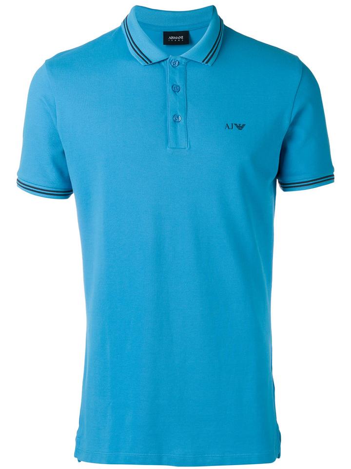 Armani Jeans - Classic Polo Shirt - Men - Cotton/spandex/elastane - M, Blue, Cotton/spandex/elastane