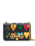 Versace Heart Embroidered Shoulder Bag - Black