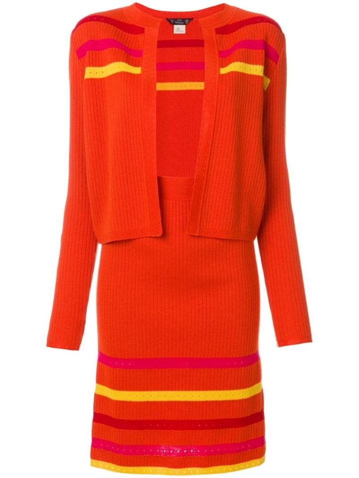 John Galliano Pre-owned Striped Knitted Skirt Suit - Yellow
