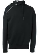 Pierre Balmain Asymmetric Zip Up Hoodie, Men's, Size: 50, Black, Cotton/polyester