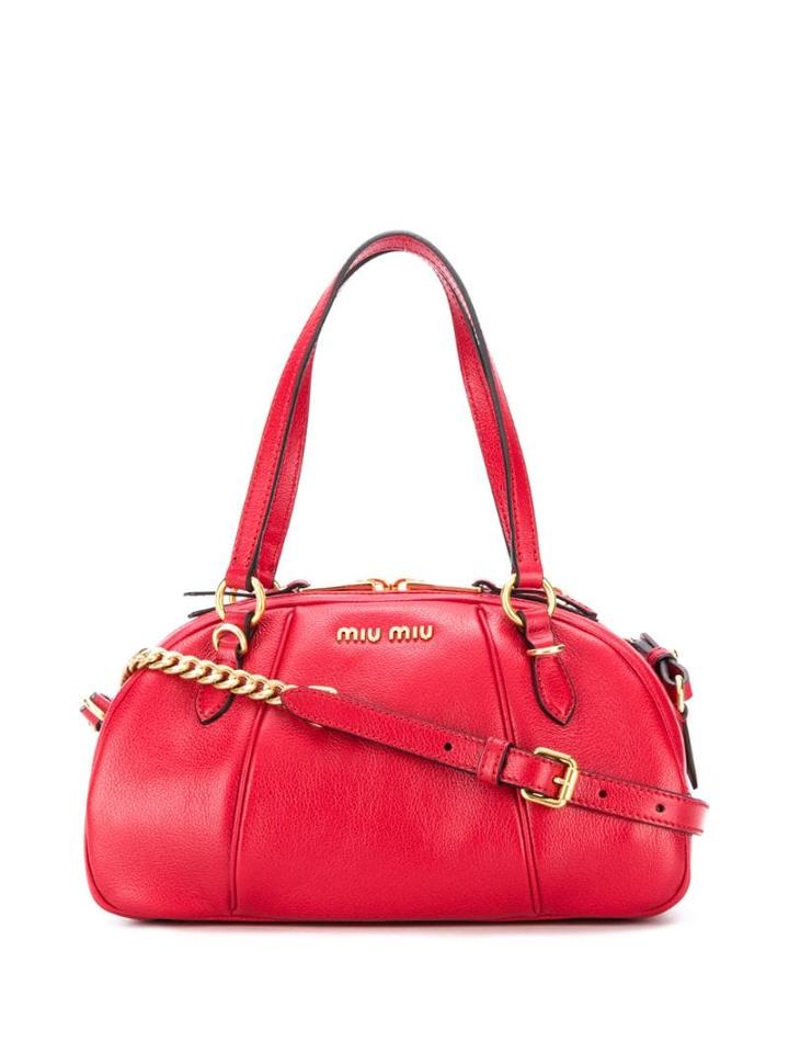 Miu Miu Top Handle Bowling Bag - Red