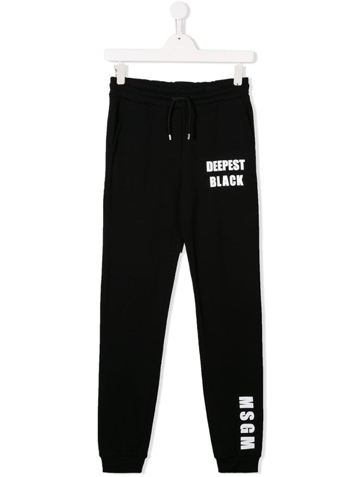 Msgm Kids 'deepest Black' Track Trousers