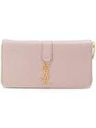 Saint Laurent Large Ysl Zipped Wallet - Pink