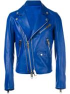 Les Hommes 'perfecto' Biker Jacket, Men's, Size: 50, Blue, Leather/viscose