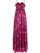 Balenciaga Summer Sleeveless Floral Jacquard Silk Gown - Pink & Purple