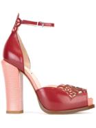 Fendi Laser-cut Platform Sandals - Red