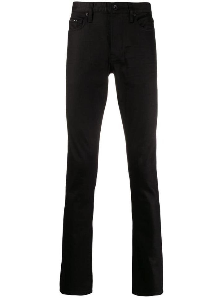 John Varvatos Leather Straight Leg Trousers - Black