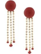 Marni Long Embellished Earrings - Red