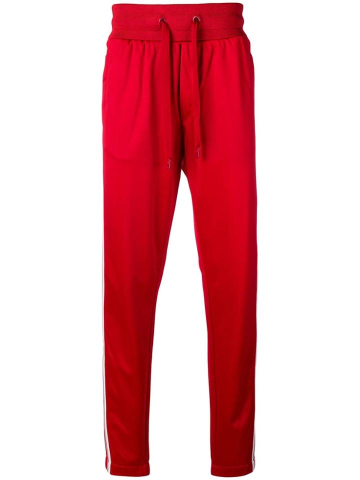 Dolce & Gabbana Logo Striped Track Pants - Red