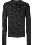 Tod's Diamond Knit Sweater, Men's, Size: Large, Grey, Merino