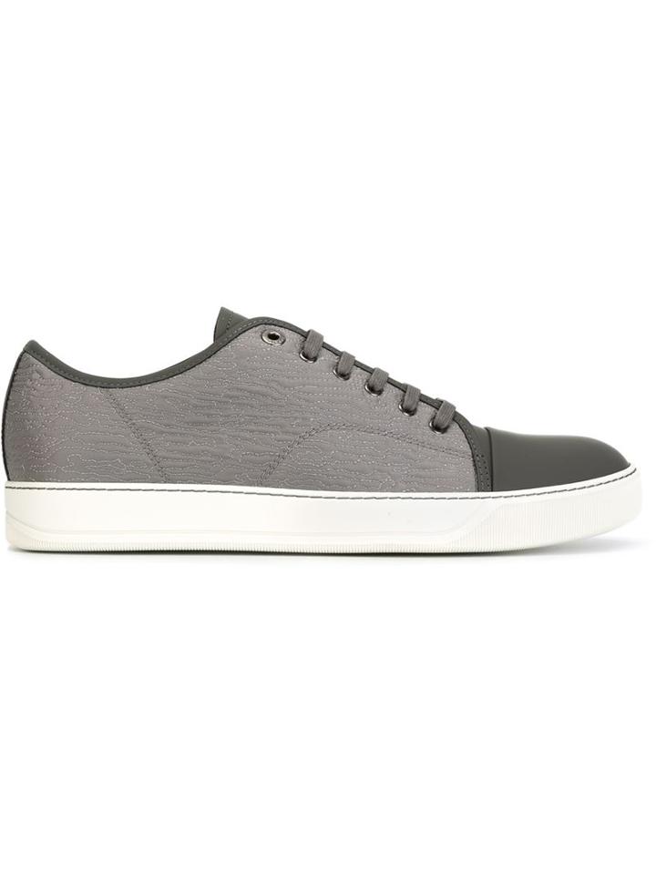 Lanvin Contrasted Toe Cap Sneakers, Men's, Size: 42, Grey, Calf Leather/polyester/rubber