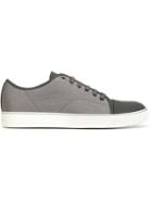 Lanvin Contrasted Toe Cap Sneakers, Men's, Size: 42, Grey, Calf Leather/polyester/rubber