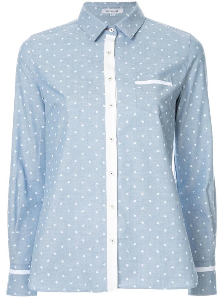 Guild Prime Star Print Contrast Shirt - Blue