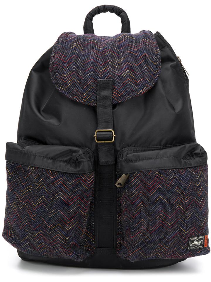 Porter-yoshida & Co Printed Foldover Backpack - Black